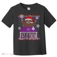 Ugly Christmas Sweater Let It Snow Sloth On Drugs Toddler T-Shirt thumb 0