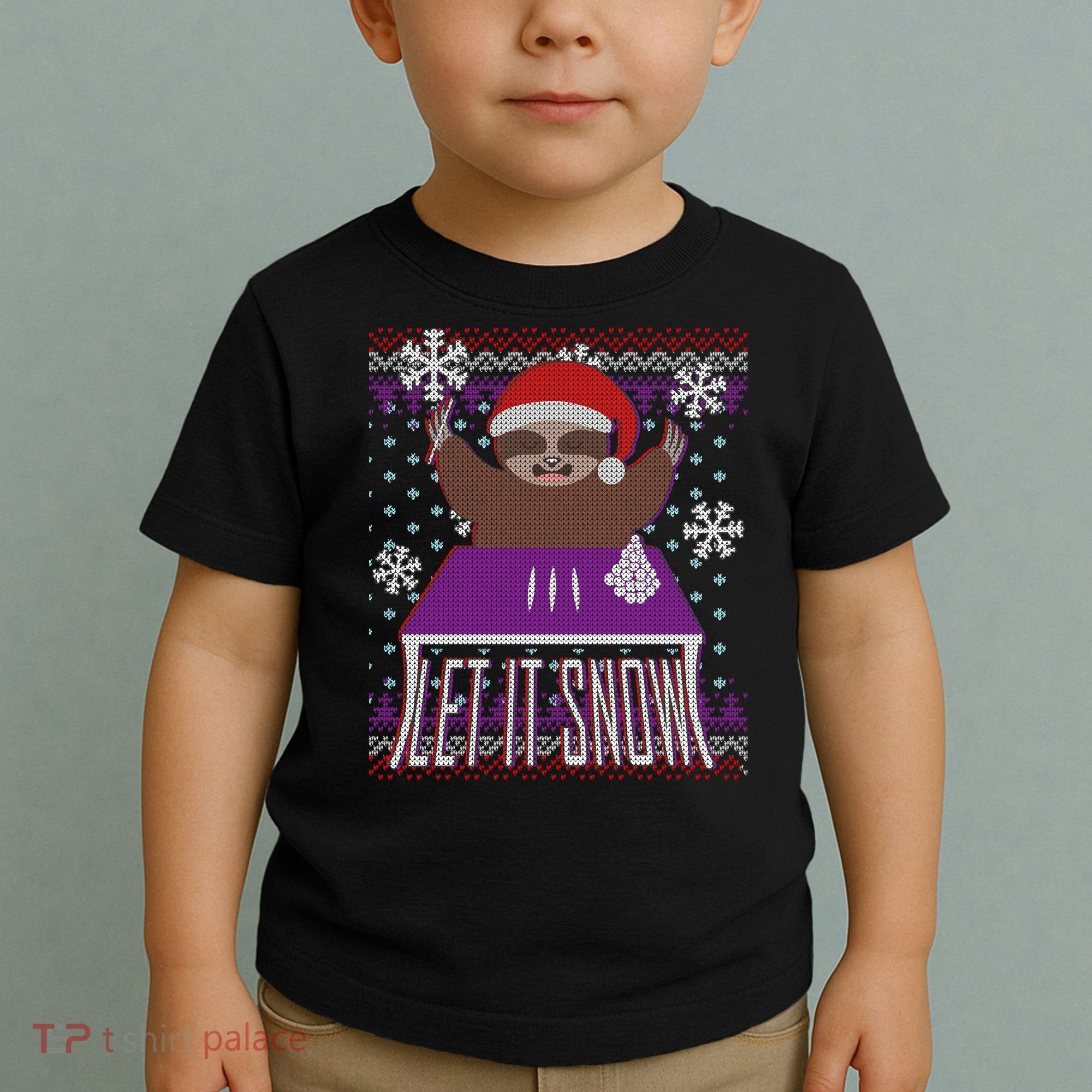 Ugly Christmas Sweater Let It Snow Sloth On Drugs Toddler T-Shirt