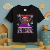 Ugly Christmas Sweater Let It Snow Sloth On Drugs Toddler T-Shirt thumb 3