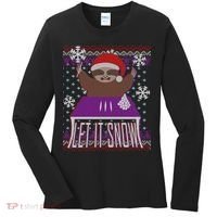 Ugly Christmas Sweater Let It Snow Sloth On Drugs Women's Long Sleeve Shirt thumb 0