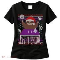 Ugly Christmas Sweater Let It Snow Sloth On Drugs Women's T-Shirt thumb 0