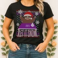 Ugly Christmas Sweater Let It Snow Sloth On Drugs Women's T-Shirt thumb 2