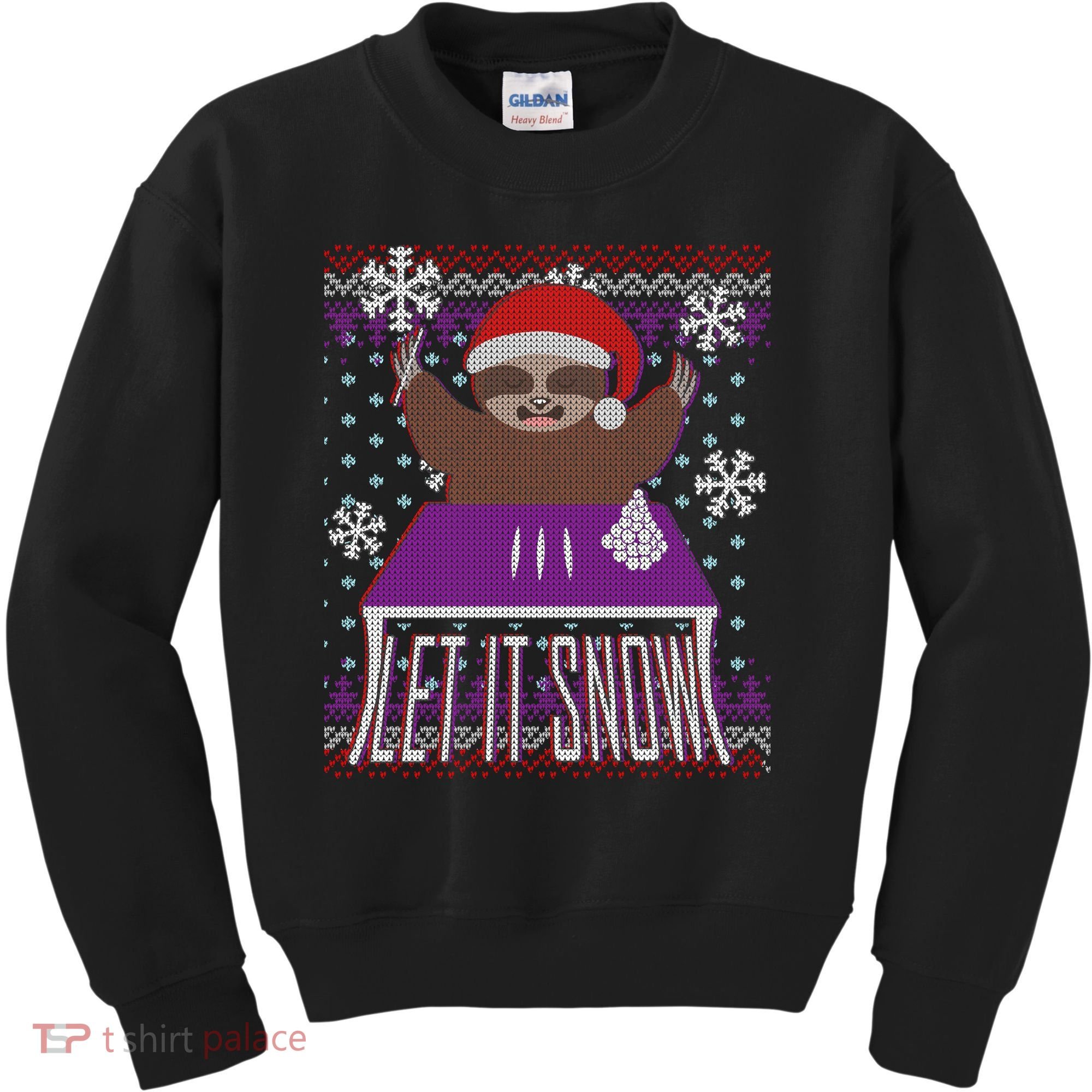 Ugly Christmas Sweater Let It Snow Sloth On Drugs Kids Sweatshirt