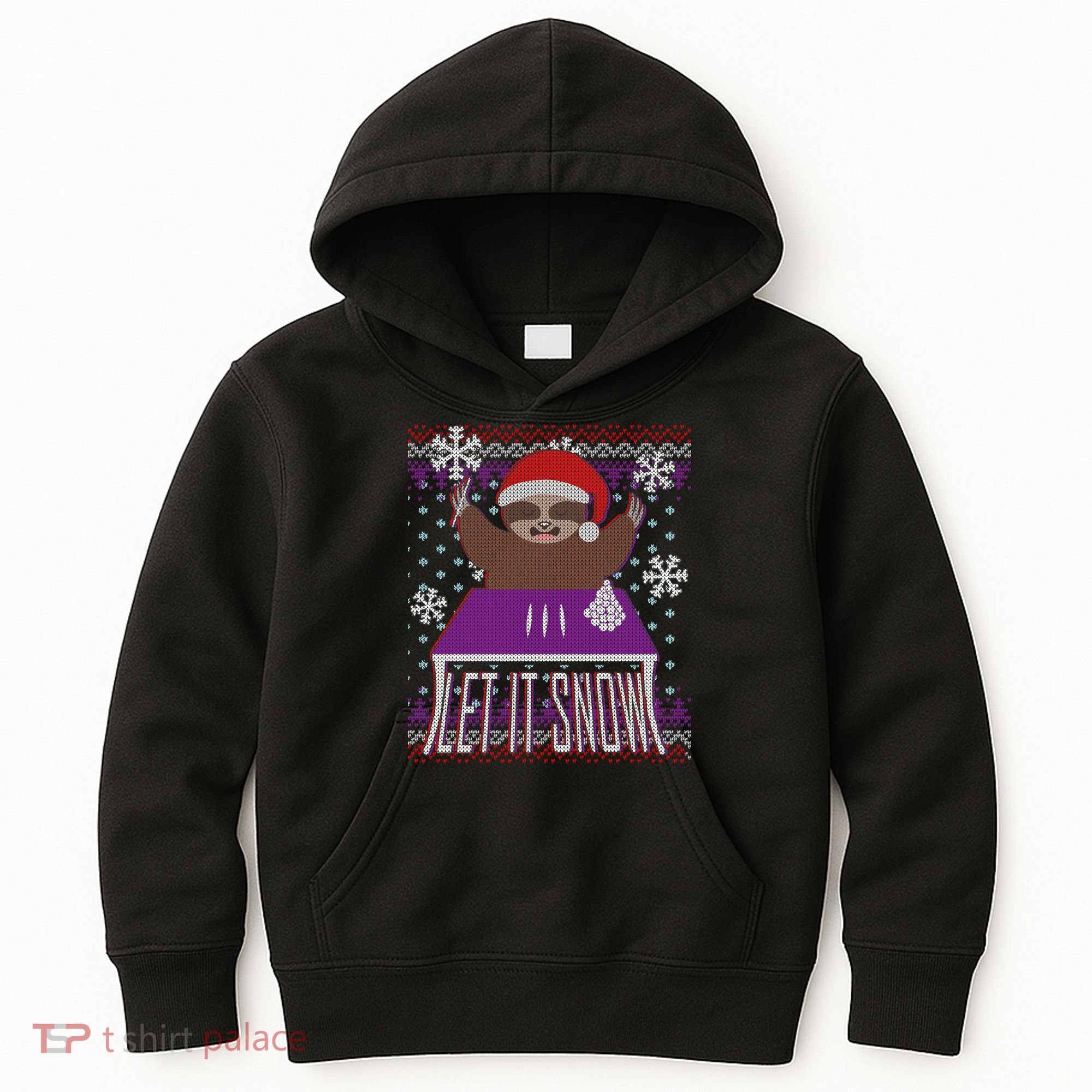 Ugly Christmas Sweater Let It Snow Sloth On Drugs Kids Hoodie