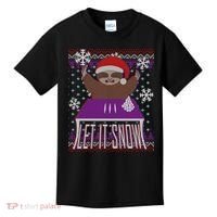 Ugly Christmas Sweater Let It Snow Sloth On Drugs Kids T-Shirt thumb 0