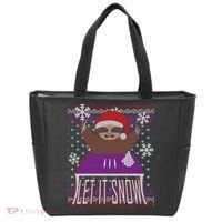 Ugly Christmas Sweater Let It Snow Sloth On Drugs Tote Bag thumb 0