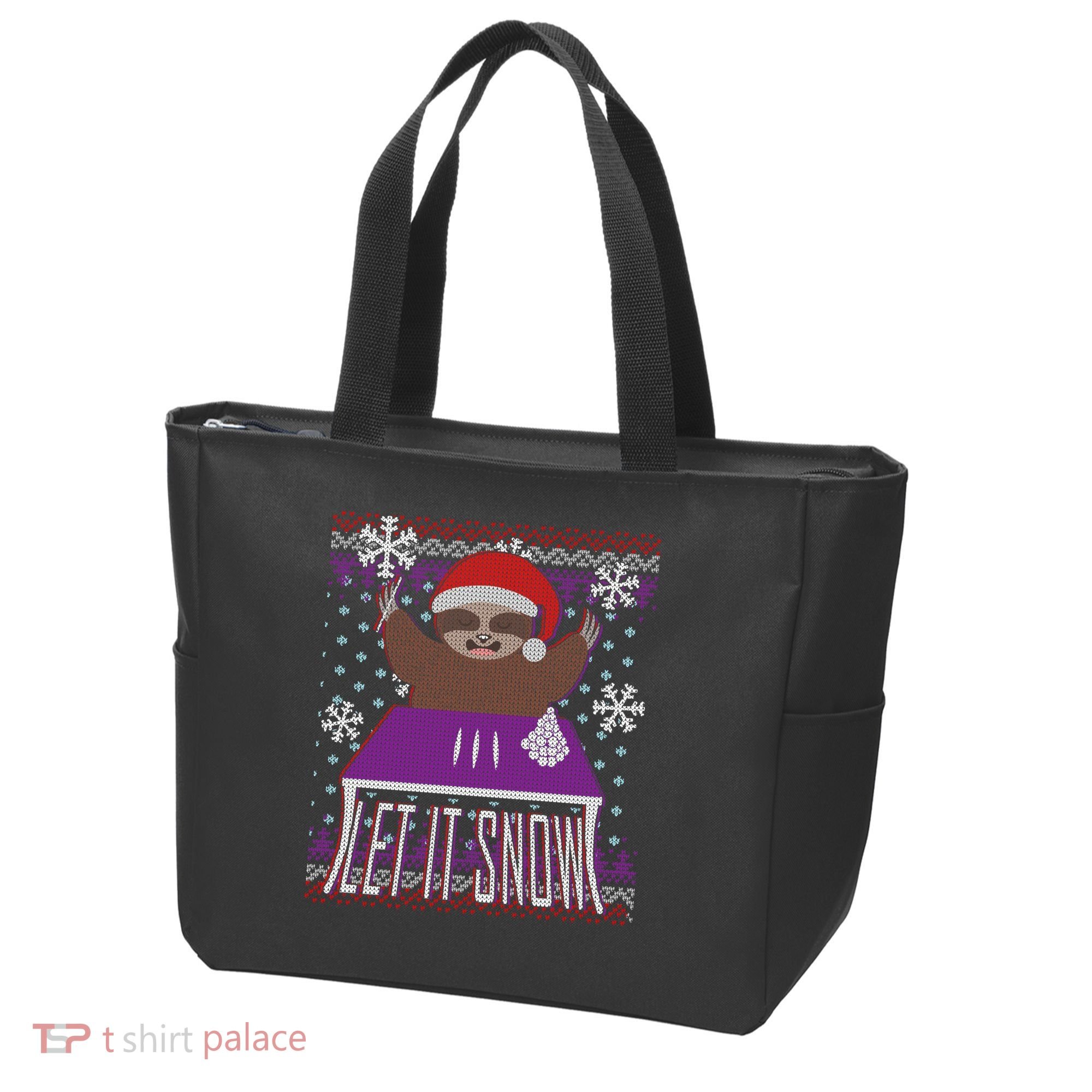 Ugly Christmas Sweater Let It Snow Sloth On Drugs Tote Bag