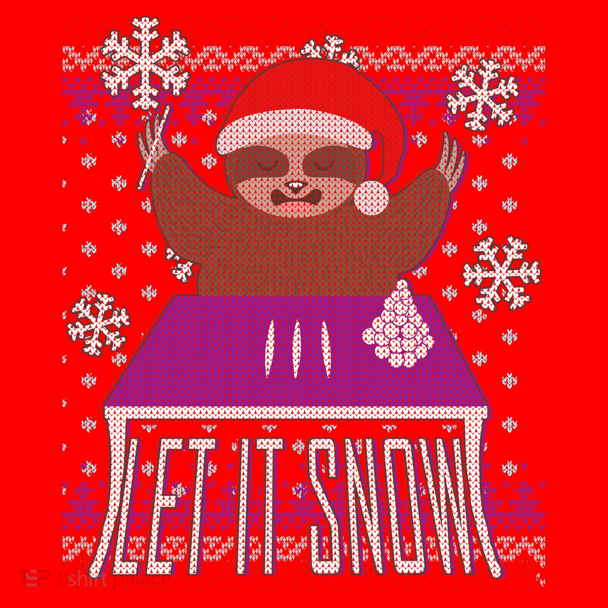 Ugly Christmas Sweater Let It Snow Sloth On Drugs Santa Hat