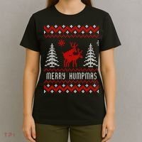 Ugly Christmas Sweater Merry Humpmas Reindeer T-Shirt thumb 4