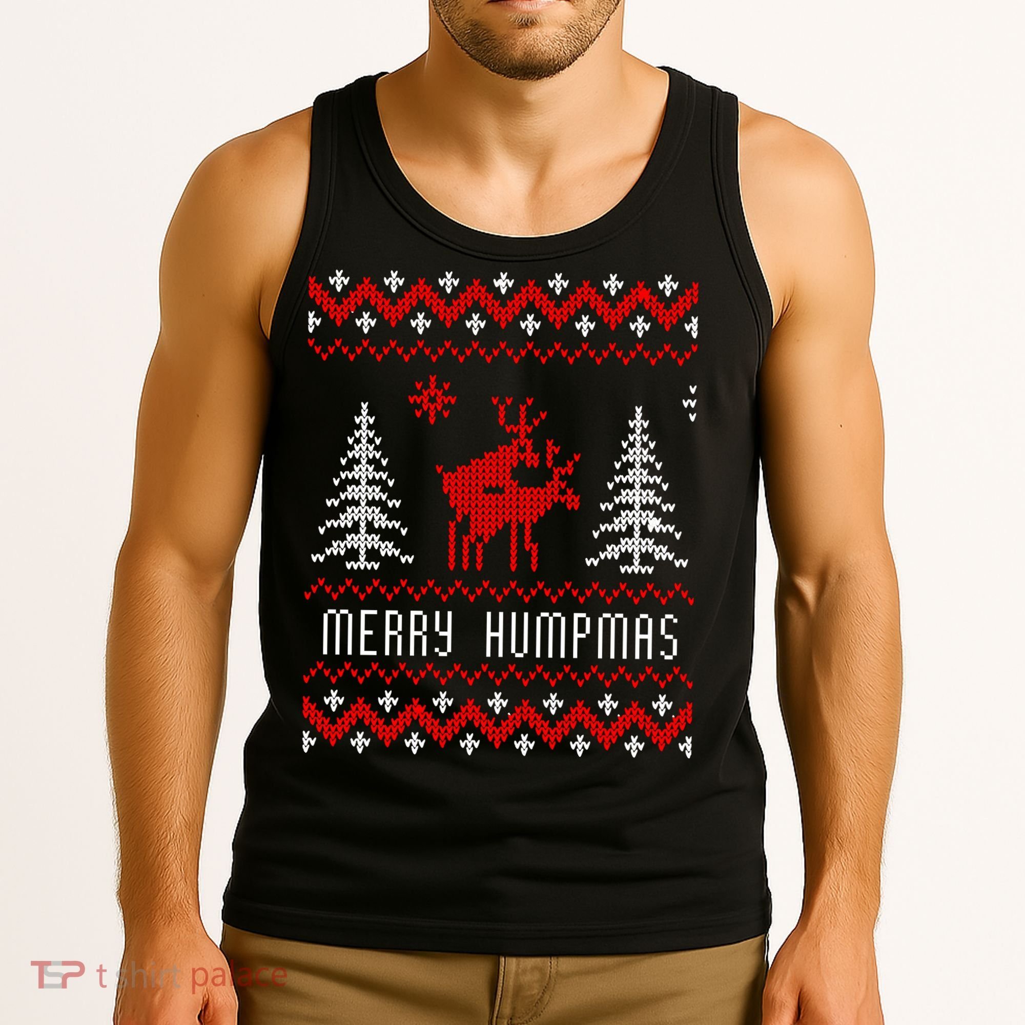 Ugly Christmas Sweater Merry Humpmas Reindeer Tank Top