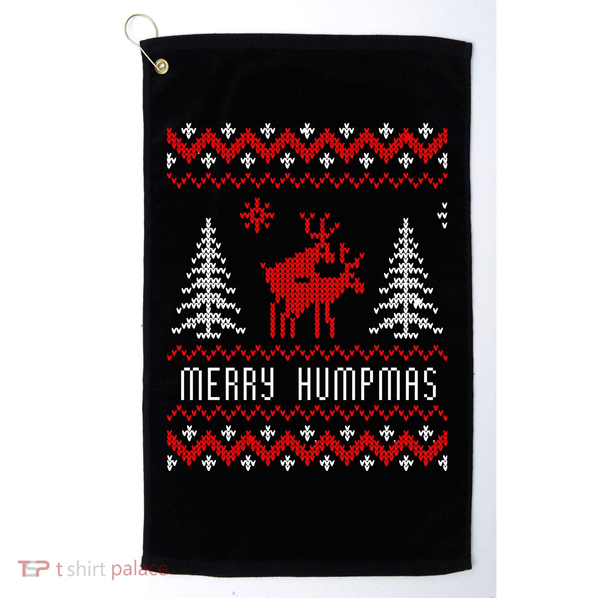 Ugly Christmas Sweater Merry Humpmas Reindeer Golf Towel