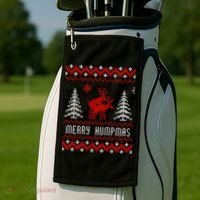 Ugly Christmas Sweater Merry Humpmas Reindeer Golf Towel thumb 2