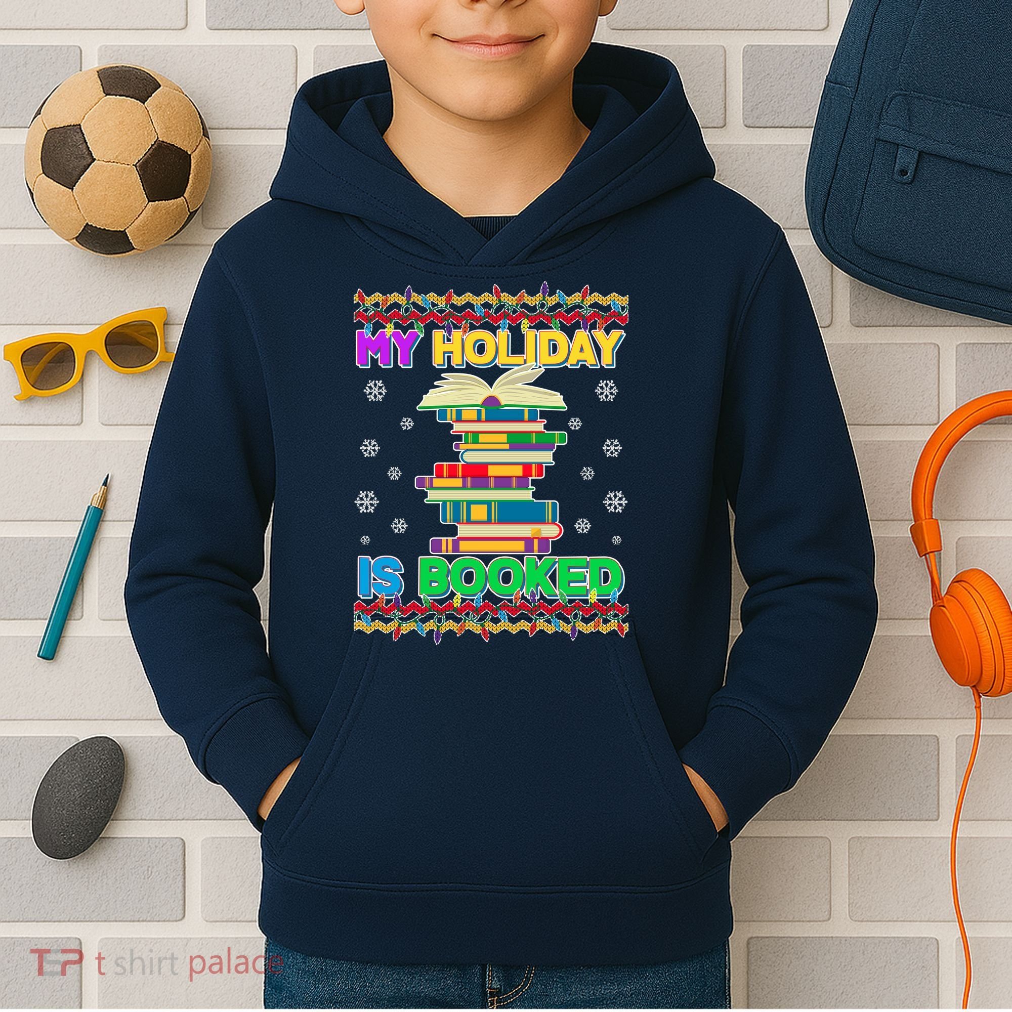 Ugly Christmas Sweater My Holiday Is Booked Kids Hoodie