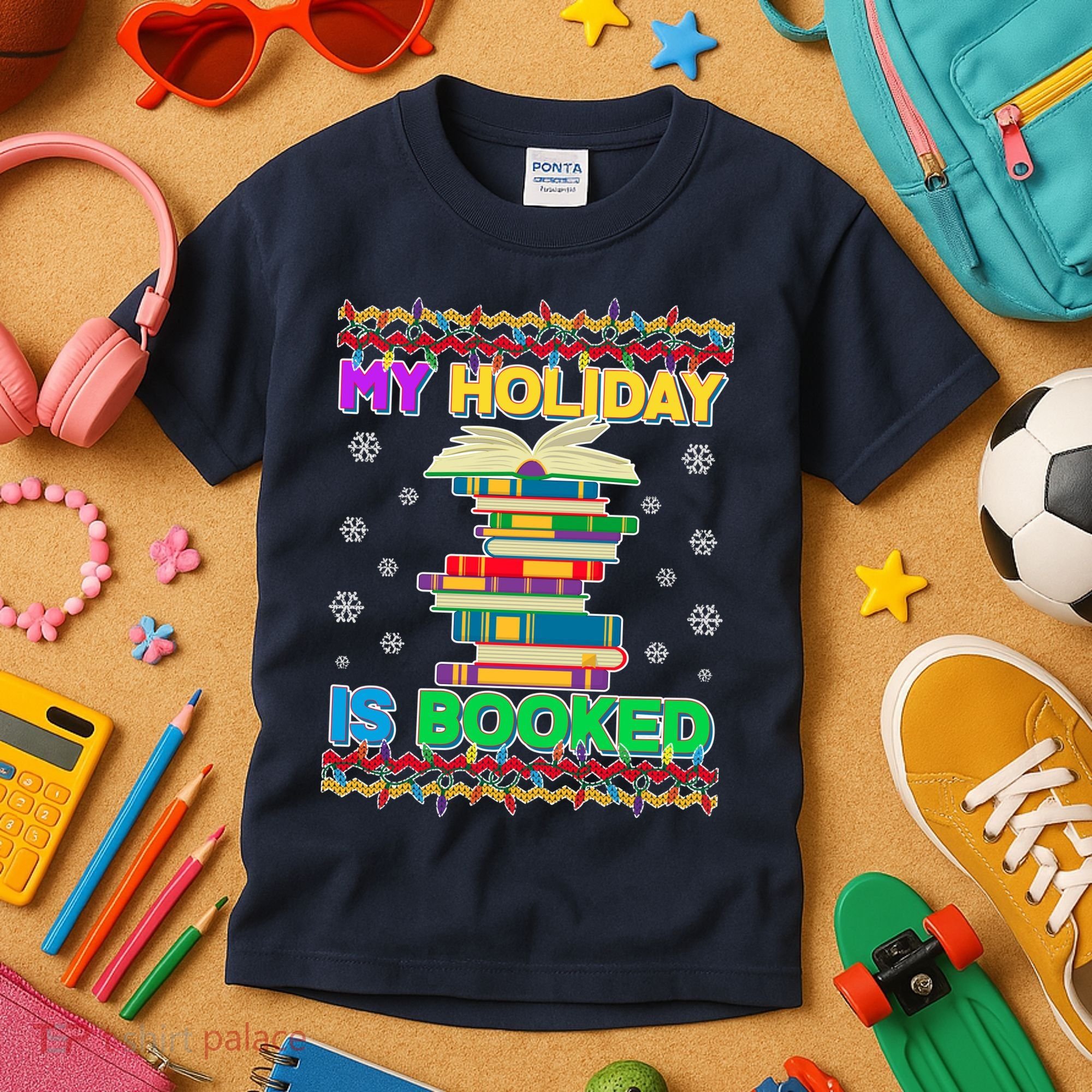 Ugly Christmas Sweater My Holiday Is Booked Kids T-Shirt