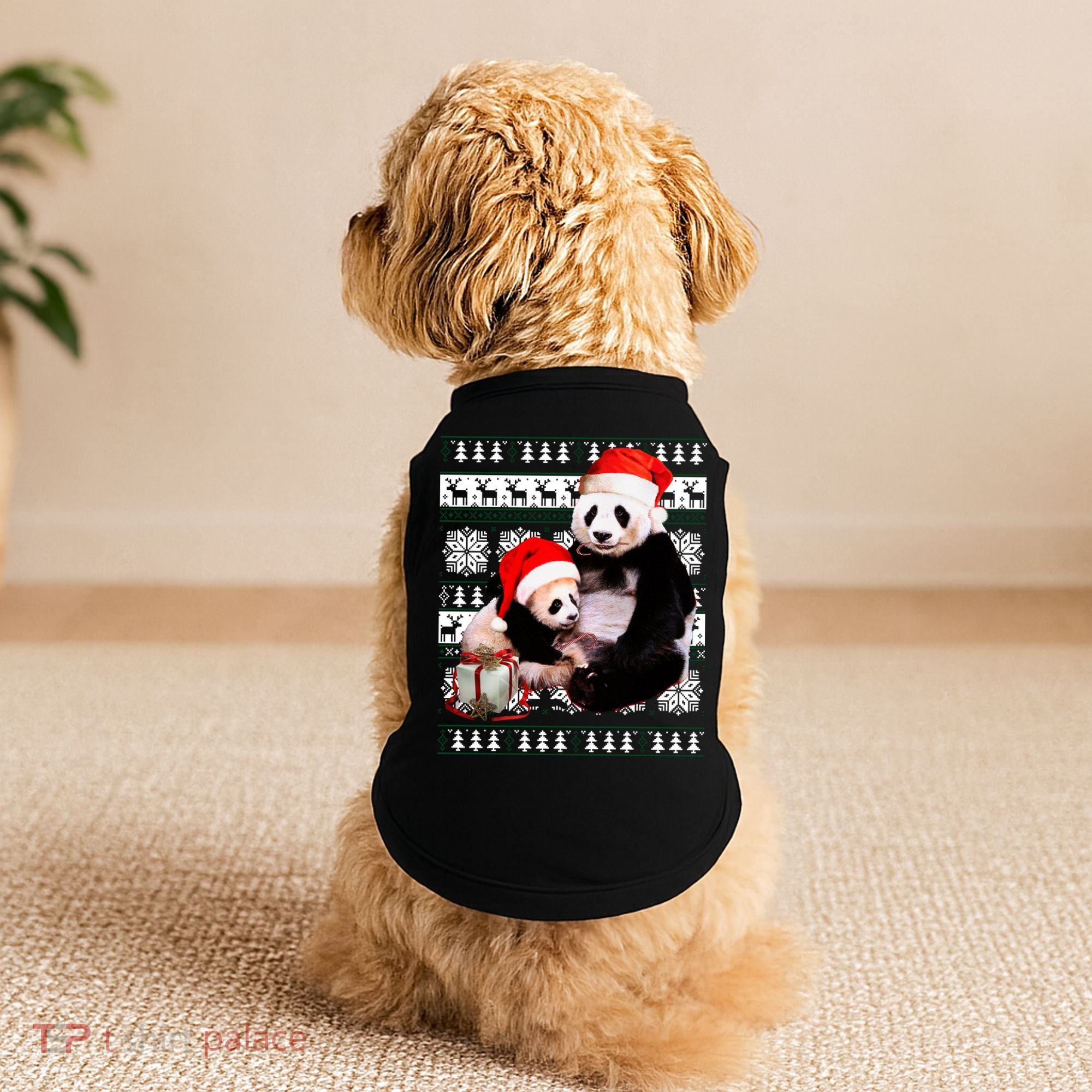 Ugly Christmas Sweater Panda Bears Doggie Tank