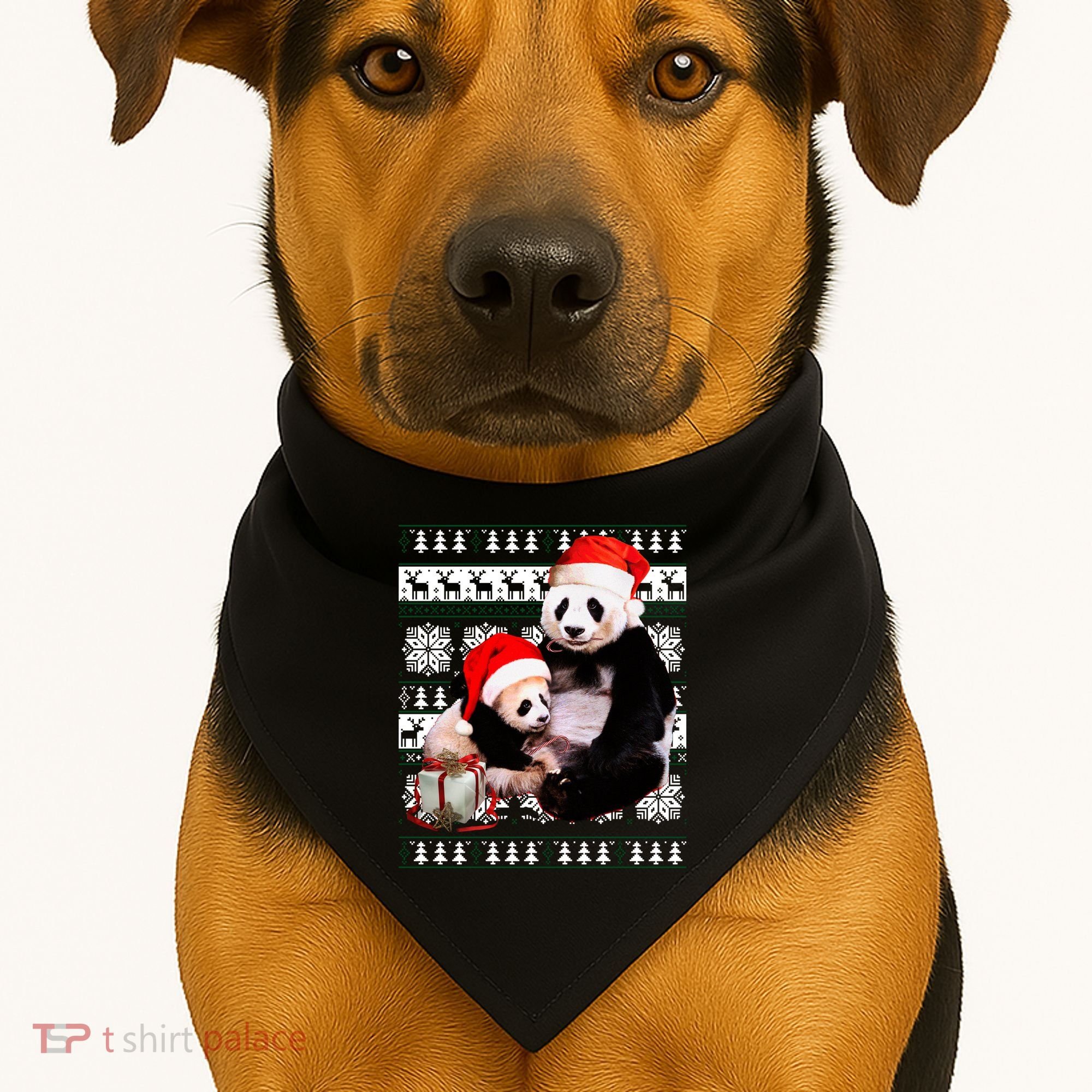 Ugly Christmas Sweater Panda Bears USA-Made Doggie Bandana
