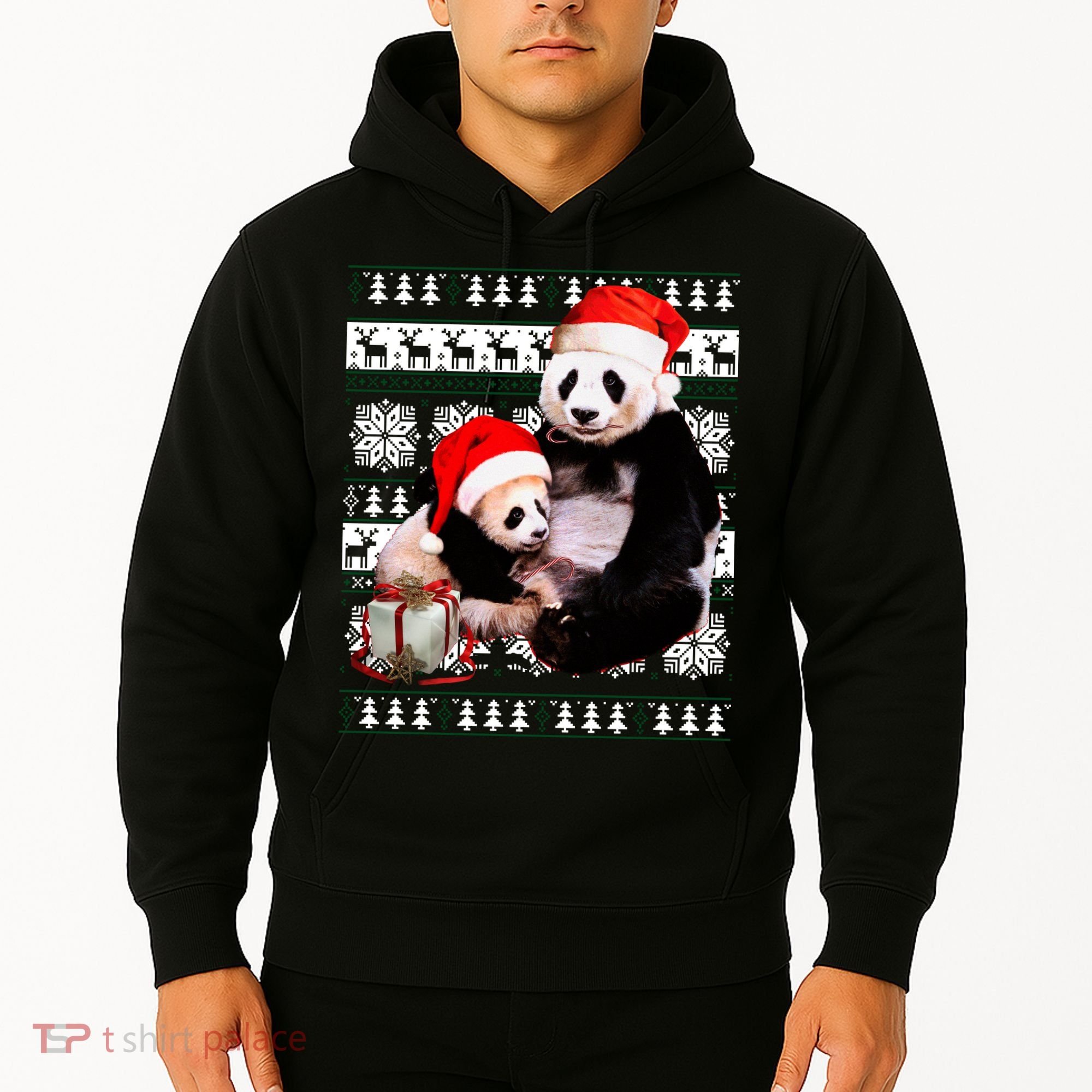 Ugly Christmas Sweater Panda Bears Hoodie
