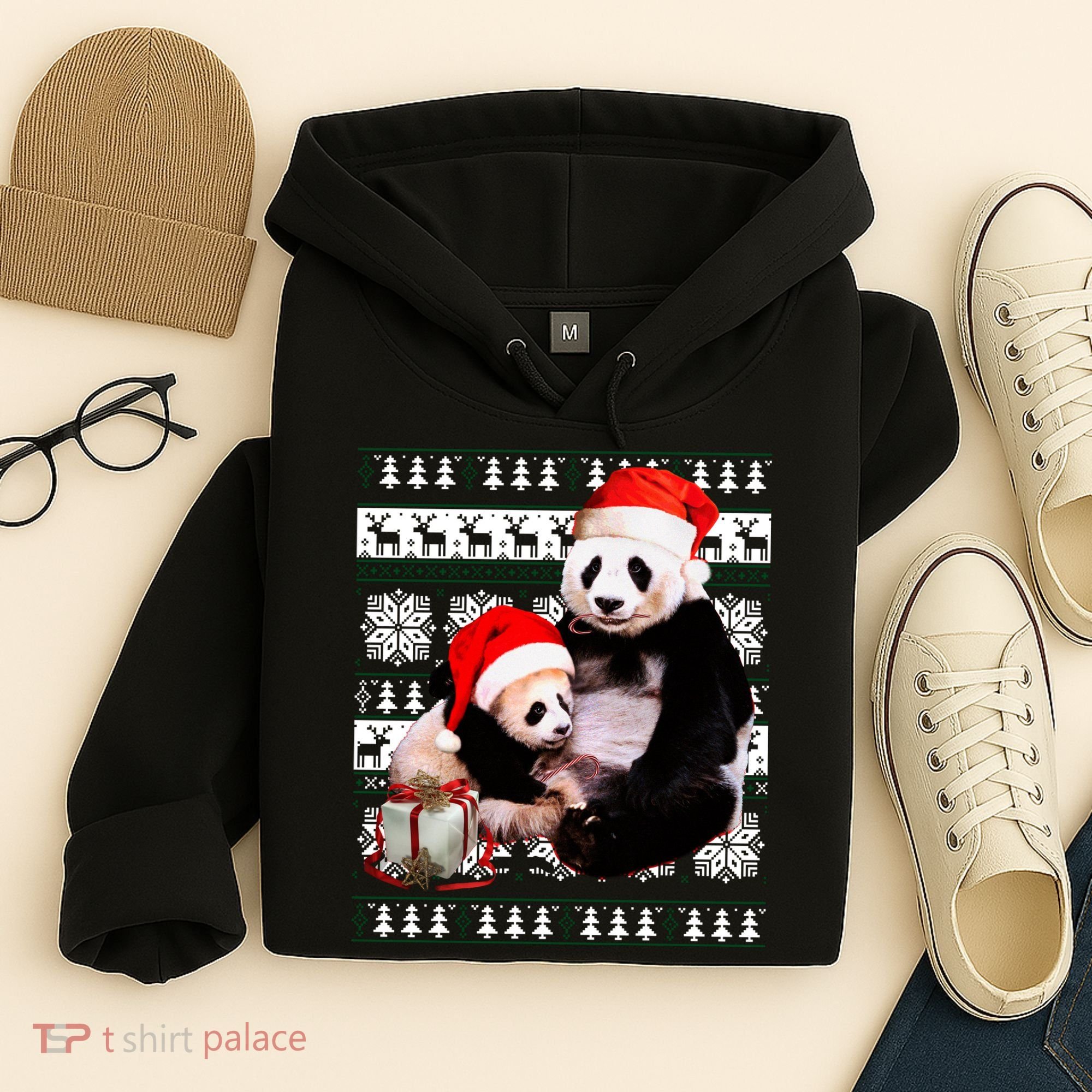 Ugly Christmas Sweater Panda Bears Hoodie