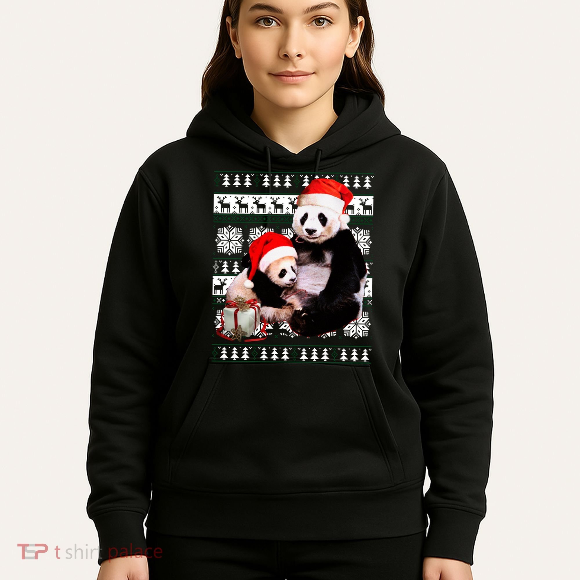 Ugly Christmas Sweater Panda Bears Hoodie