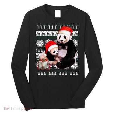 Ugly Christmas Sweater Panda Bears Long Sleeve Shirt
