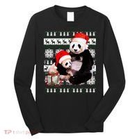 Ugly Christmas Sweater Panda Bears Long Sleeve Shirt thumb 0