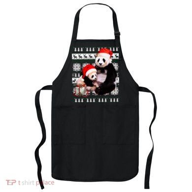 Ugly Christmas Sweater Panda Bears Apron