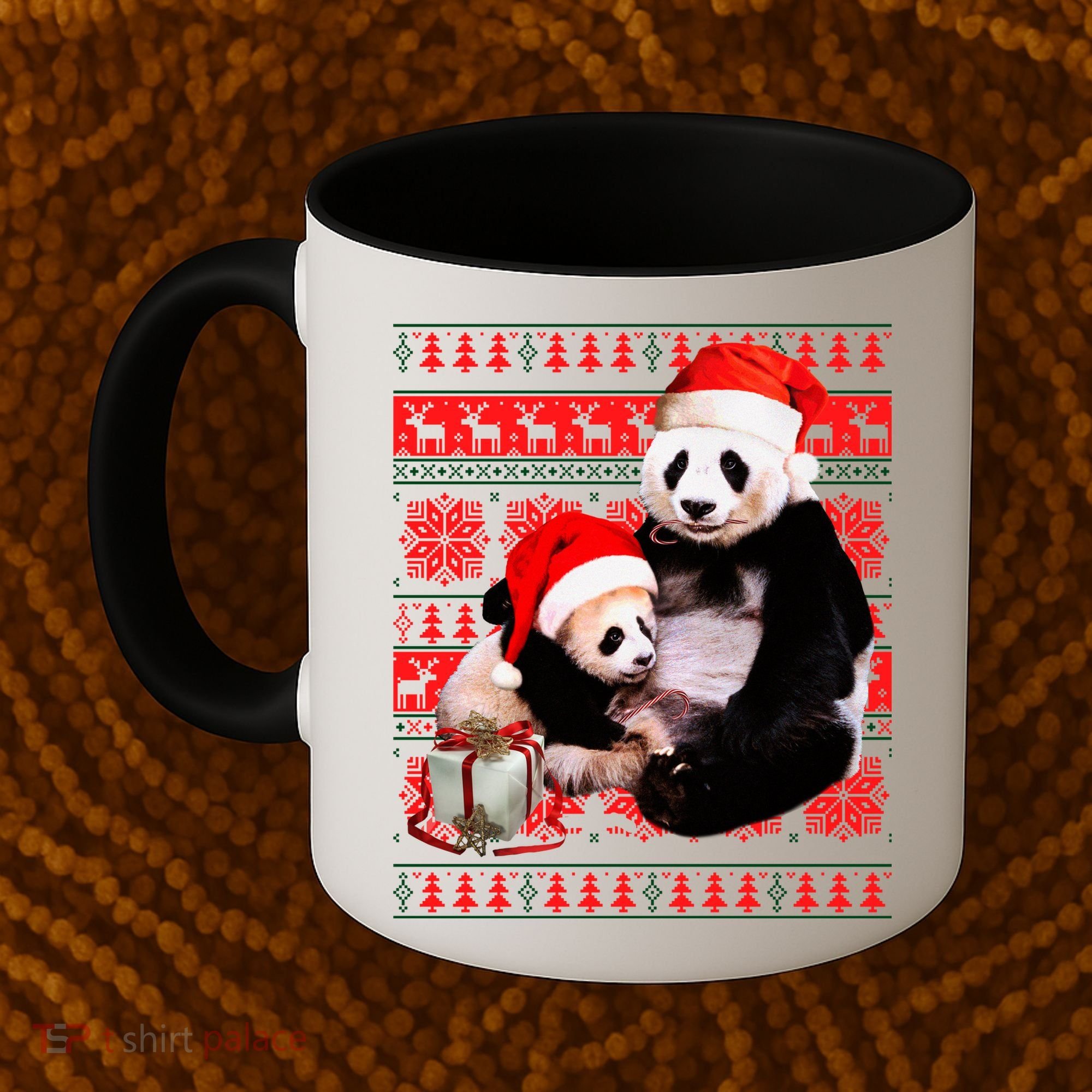 Ugly Christmas Sweater Panda Bears Coffee Mug
