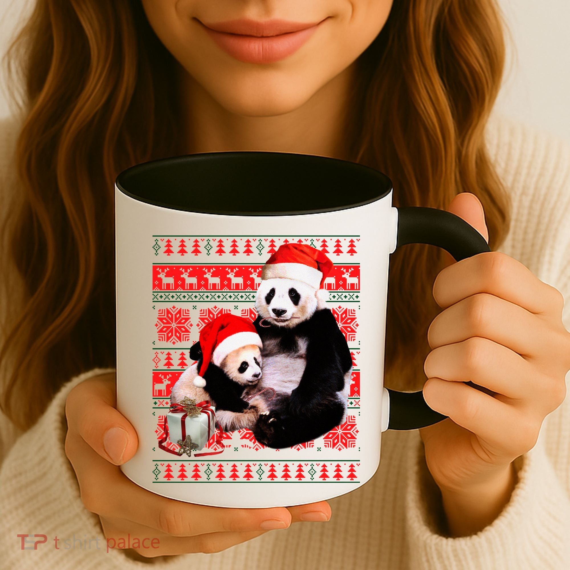 Ugly Christmas Sweater Panda Bears Coffee Mug