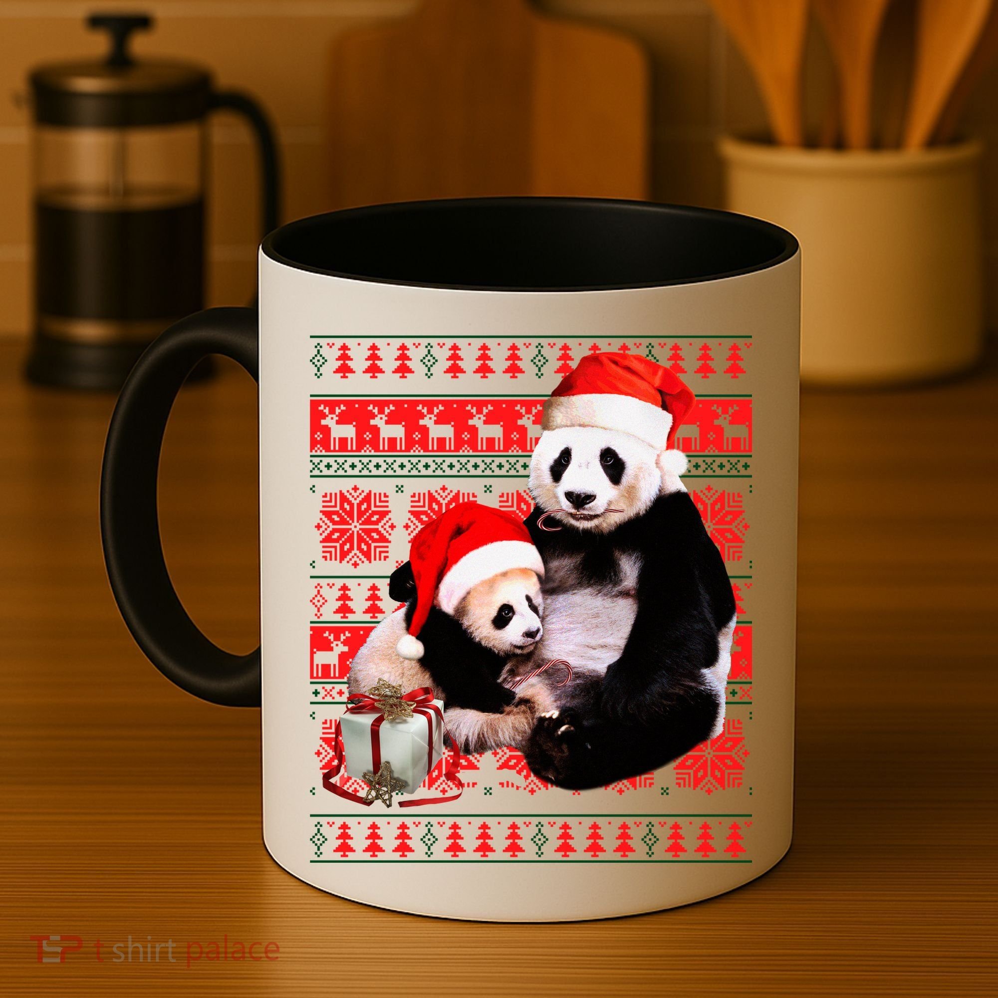 Ugly Christmas Sweater Panda Bears Coffee Mug
