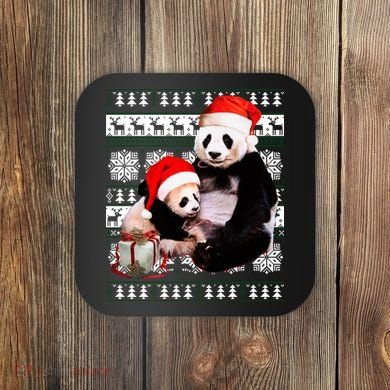 Ugly Christmas Sweater Panda Bears Coaster