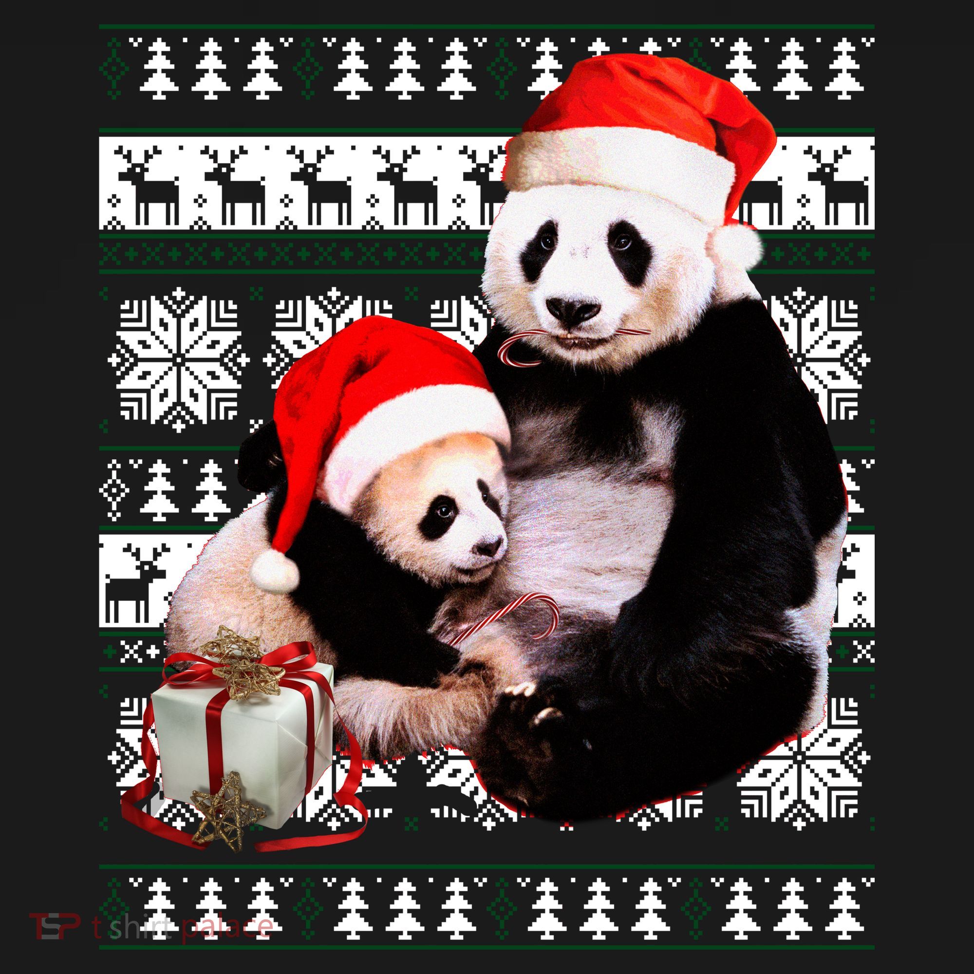 Ugly Christmas Sweater Panda Bears Coaster