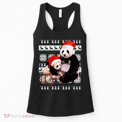 Ugly Christmas Sweater Panda Bears Women's Tank Top