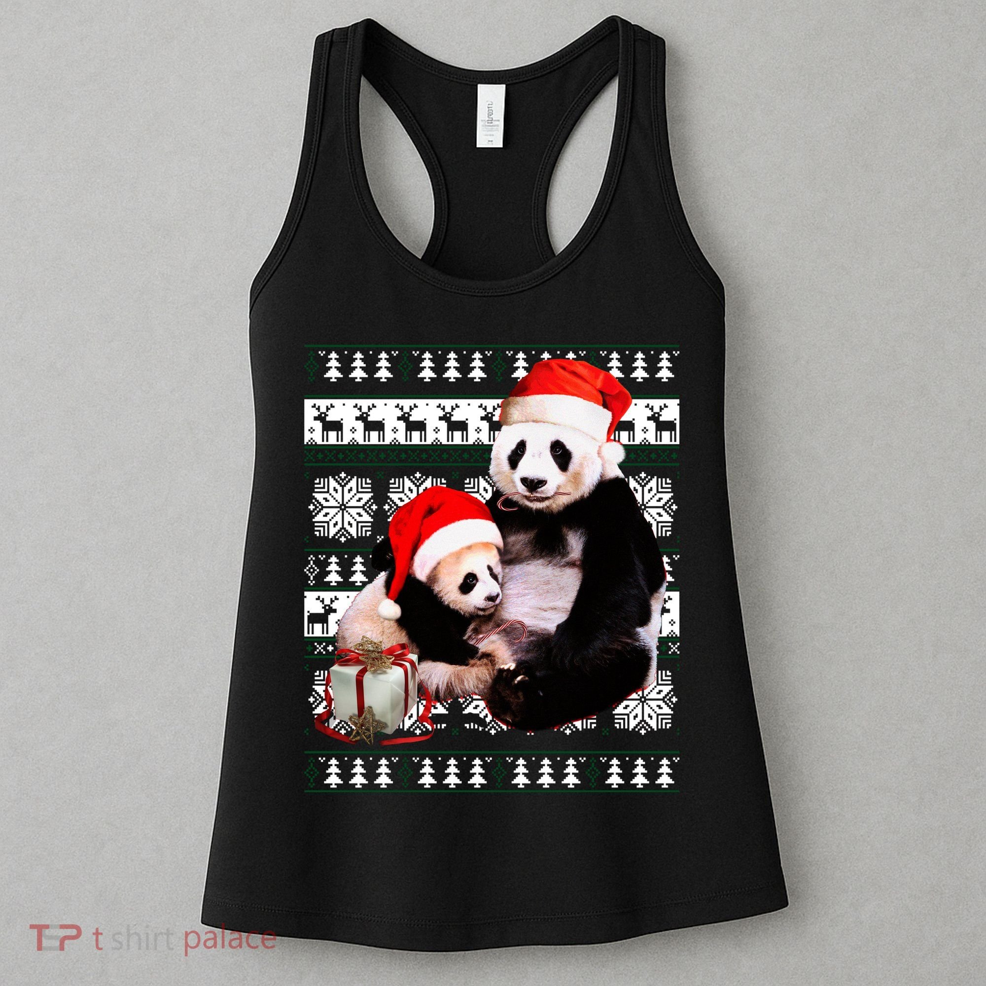 Ugly Christmas Sweater Panda Bears Women's Tank Top