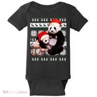 Ugly Christmas Sweater Panda Bears Baby Bodysuit thumb 0