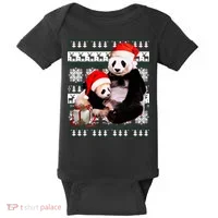 Ugly Christmas Sweater Panda Bears Baby Bodysuit thumb 0