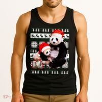 Ugly Christmas Sweater Panda Bears Tank Top thumb 3