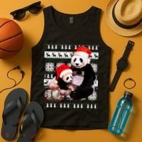 Ugly Christmas Sweater Panda Bears Tank Top thumb 4