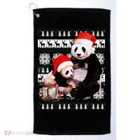 Ugly Christmas Sweater Panda Bears Golf Towel thumb 0
