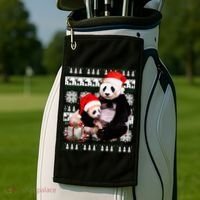 Ugly Christmas Sweater Panda Bears Golf Towel thumb 2