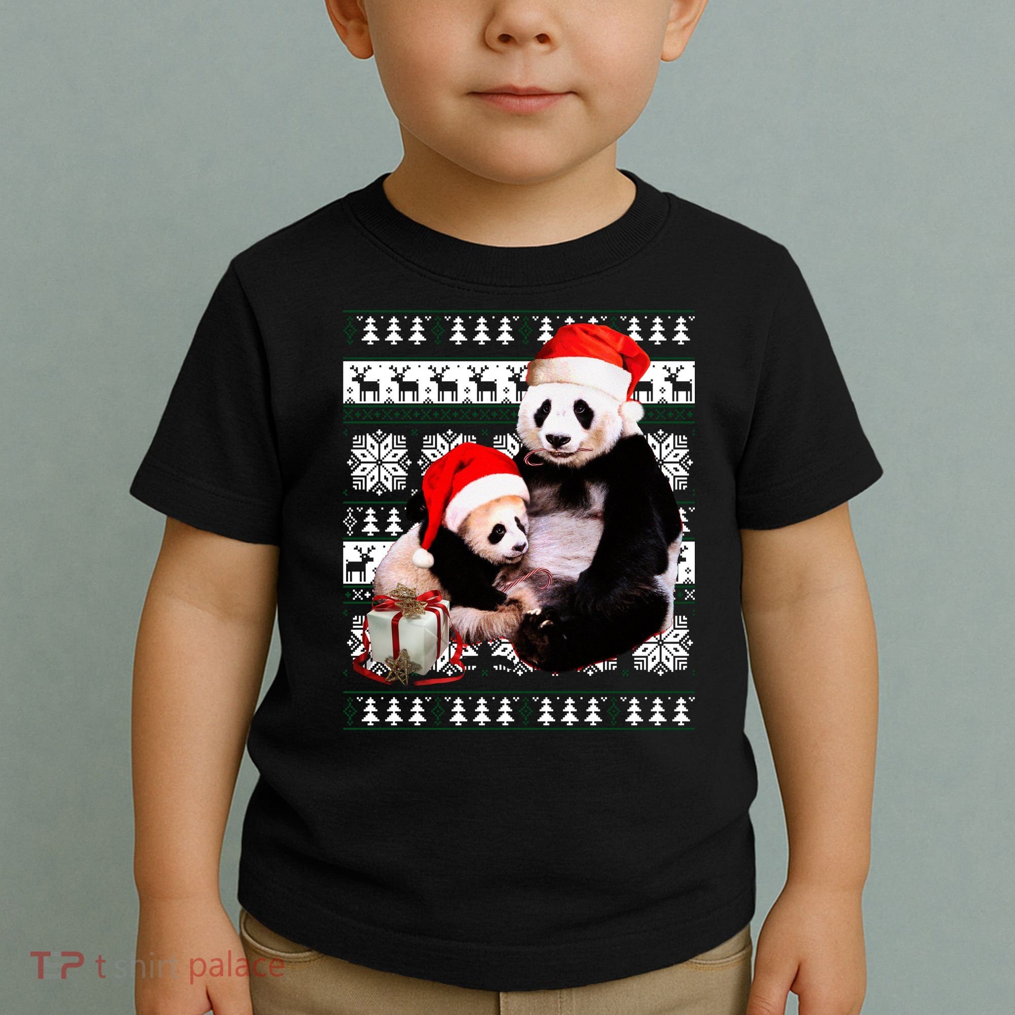 Ugly Christmas Sweater Panda Bears Toddler T-Shirt