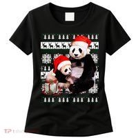 Ugly Christmas Sweater Panda Bears Women's T-Shirt thumb 0