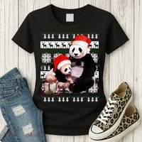 Ugly Christmas Sweater Panda Bears Women's T-Shirt thumb 3