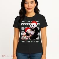 Ugly Christmas Sweater Panda Bears Women's T-Shirt thumb 4