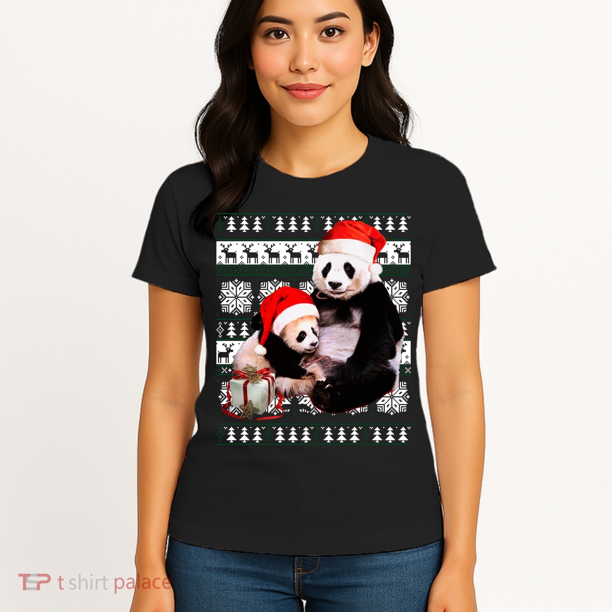 Ugly Christmas Sweater Panda Bears Women's T-Shirt