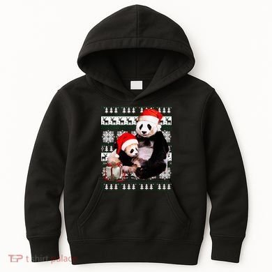 Ugly Christmas Sweater Panda Bears Kids Hoodie