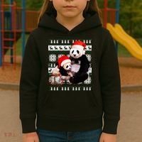 Ugly Christmas Sweater Panda Bears Kids Hoodie thumb 3