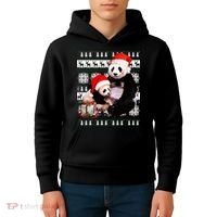 Ugly Christmas Sweater Panda Bears Kids Hoodie thumb 4