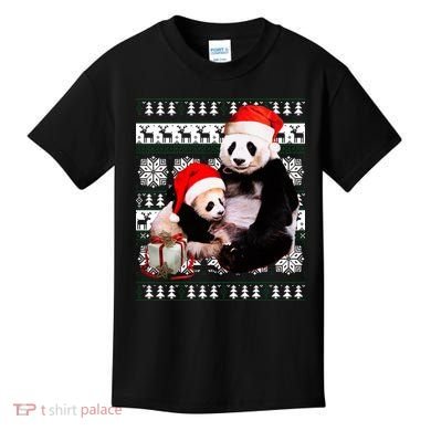Ugly Christmas Sweater Panda Bears Kids T-Shirt