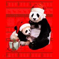 Ugly Christmas Sweater Panda Bears Santa Hat thumb 1