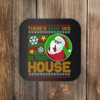 Ugly Christmas Sweater Santa Claus Hos In This House Coaster thumb 0